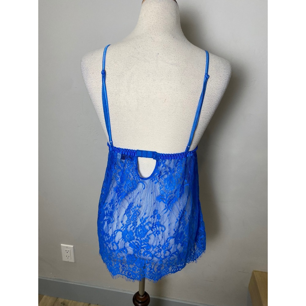 VTG Fredericks of Hollywood Blue Lace Babydoll Ruffle Lingerie Top XS/S 90/Y2K - Picture 4 of 7